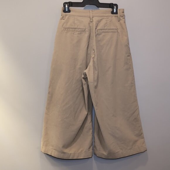 Levis Premium Wide Leg Pleated Crop Corduroy Pants Khaki High Waist Size 25 - Picture 8 of 13
